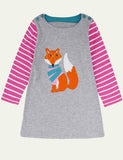 Embroidered Fun Animals Long Sleeve Dress - Mini Taylor