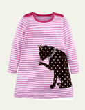 Embroidered Fun Animals Long Sleeve Dress - Mini Taylor