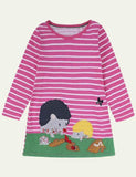 Embroidered Fun Animals Long Sleeve Dress - Mini Taylor