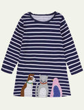 Embroidered Fun Animals Long Sleeve Dress - Mini Taylor