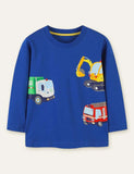 Excavator Fire Truck Printed Long Sleeve T-shirt - Mini Taylor