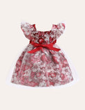 Floral Bow Mesh Party Dress - Mini Taylor