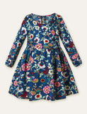 Floral Cherry Full Printed Long Sleeve Dress - Mini Taylor