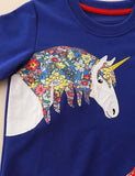 Floral Horse Appliqué Mushroom Embroidered Sweatshirt - Mini Taylor