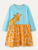 Giraffe Appliqué Long Sleeve Dress - Mini Taylor