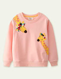 Giraffe Appliqué Long-Sleeved Sweater - Mini Taylor