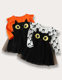 Halloween Cat Eyes Printed Princess Dress