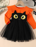 Halloween Cat Eyes Printed Princess Dress - Mini Berni