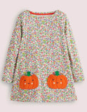 Halloween Pumpkin Appliqué Dress