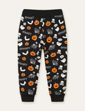 Halloween Pumpkin Ghost Printed Sweatpants - Mini Berni