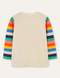 Halloween Pumpkin Printed Rainbow Striped T-shirt - Mini Berni