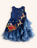 Clearance Sale - Tulle Christmas Santa & Reindeer Appliqué Dress