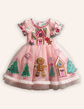 Gingerbread Applique Tulle Dress