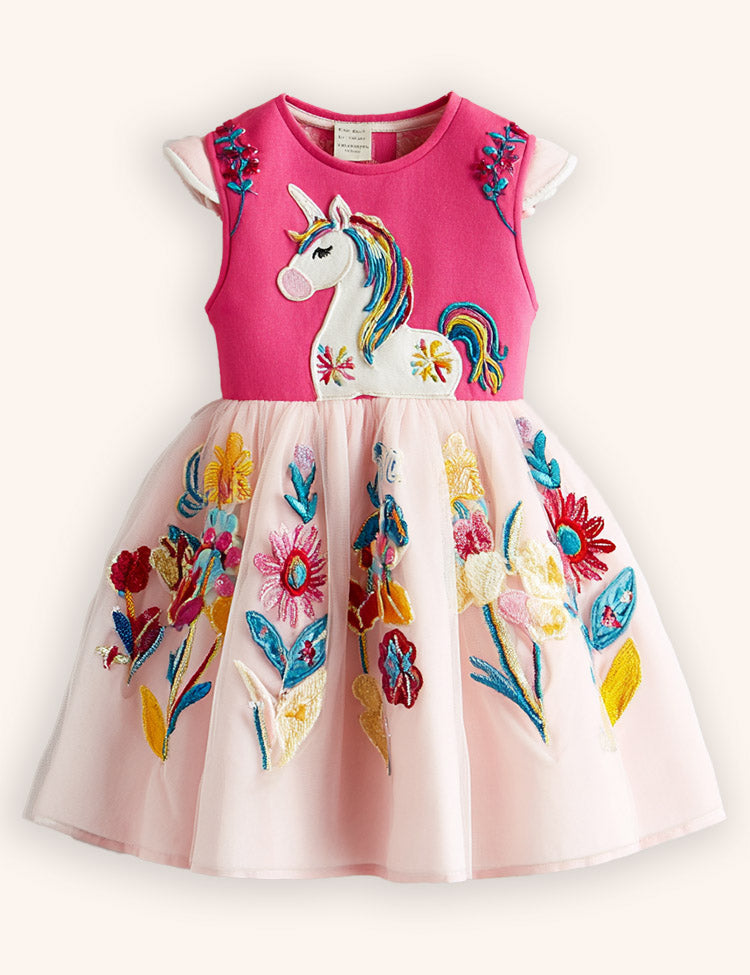 Flower Unicorn Party Tulle Dress