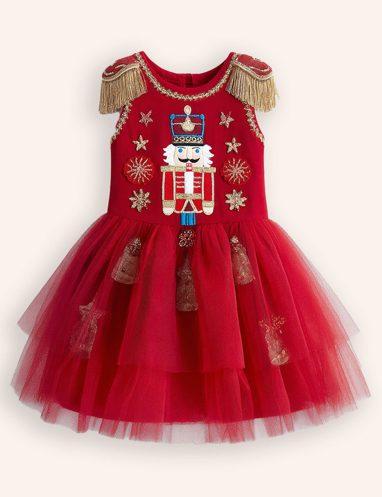 Nutcrackers Velour Tulle Appliqué Dress