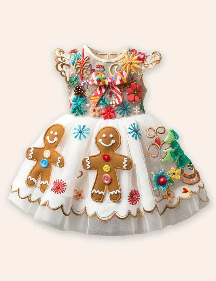 Gingberbread Man Appliqué Tulle Dress
