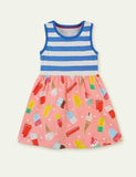 Ice-cream Print Striped Sleeveless Dress - Mini Taylor