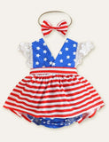 Independence Day Striped Printed Romper