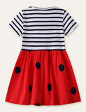 Ladybug Appliqué Striped Dress - Mini Taylor