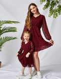 Long Sleeve V-neck Family Matching Dress - Mini Taylor