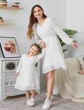 Long Sleeve V-neck Family Matching Dress - Mini Taylor