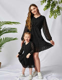 Long Sleeve V-neck Family Matching Dress - Mini Taylor