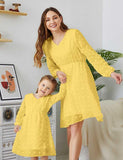 Long Sleeve V-neck Family Matching Dress - Mini Taylor