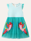 Parrot Appliqué Mesh Dress - Mini Taylor