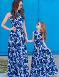 Porcelain Printed Long High Waist Family Matching Dress - Mini Taylor