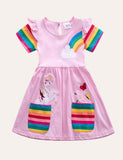 Rainbow Unicorn Appliqué Dress - Mini Taylor