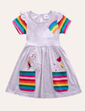 Rainbow Unicorn Appliqué Dress - Mini Taylor