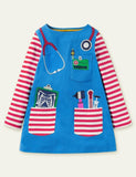 Scientist Appliqué Pocket Long Sleeves Dress - Mini Taylor