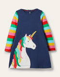 Unicorn Appliqué Long Sleeve Dress - Mini Taylor