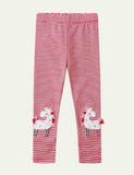 Unicorn Appliqué Striped Leggings - Mini Taylor