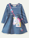 Unicorn Embroidered Long Sleeve Dress