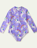 Unicorn Printed Long Sleeve Swimsuit - Mini Taylor