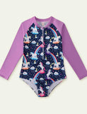 Unicorn Printed Long Sleeve Swimsuit - Mini Taylor