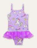 Unicorn Rainbow Printed Mesh Swimsuit - Mini Taylor