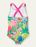 Cross-back Printed Multi Tropical Fruit Swimsuit - Mini Taylor