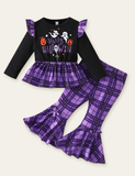 Halloween Plaid Bell-Bottom Pants Set - Mini Berni