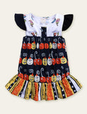 Halloween Pumpkin Full Printed Sleeveless Dress - Mini Berni