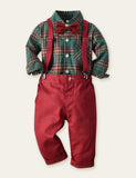 Plaid Shirt Overalls Set