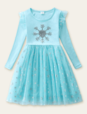 Sequined Snow Mesh Long Sleeve Dress - Mini Taylor